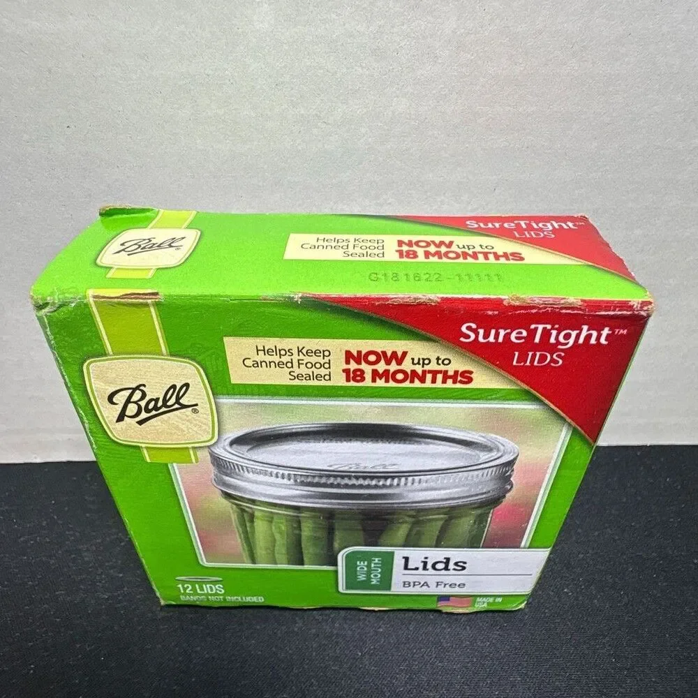 Ball SureTight Wide Mouth 12 Pack BPA Free Made in USA Canning Lids